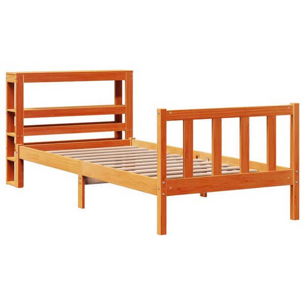 vidaXL Cadre de lit avec tête de lit sans matelas cire marron 90x190cm