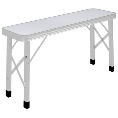 vidaXL Table de camping pliable avec 2 bancs Aluminium Blanc
