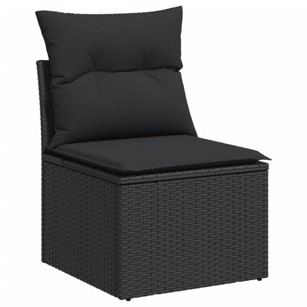 vidaXL Salon de jardin 12 pcs avec coussins noir r&eacute;sine tress&eacute;e