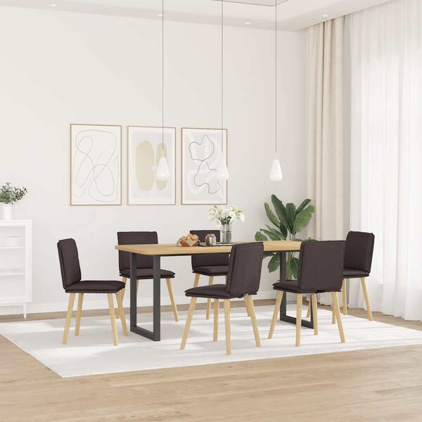 vidaXL Chaises &agrave; manger lot de 6 marron fonc&eacute; tissu