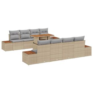 vidaXL Ensemble de salle &agrave; manger pour jardin 9 pcs Beige et gris
