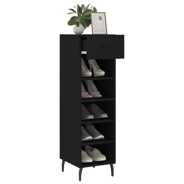 vidaXL Armoire &agrave; chaussures noir 30x35x105 cm bois d'ing&eacute;nierie