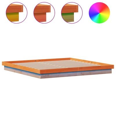 vidaXL Cadre de lit à LED sans matelas 200x200 cm bois massif