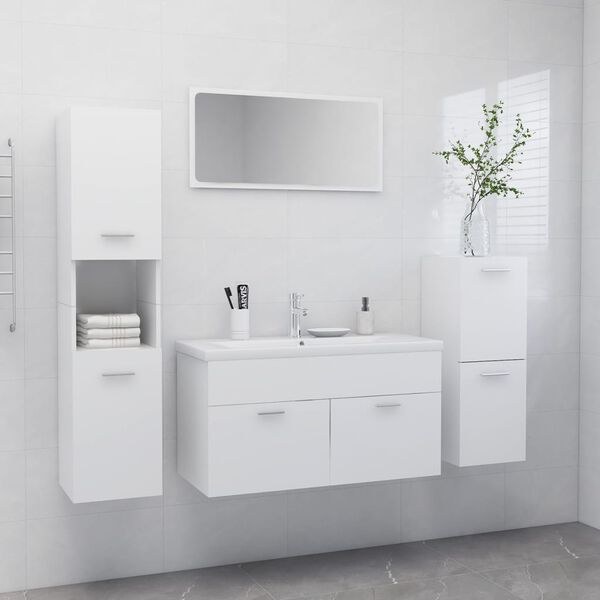 vidaXL Ensemble de meubles de salle de bain Blanc Agglom&eacute;r&eacute;