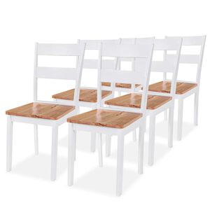 vidaXL Chaises &agrave; manger lot de 6 blanc bois d'h&eacute;v&eacute;a massif