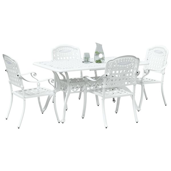 vidaXL Ensemble de salle à manger pour jardin 5 pcs Blanc Aluminium