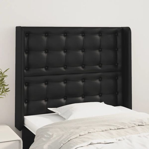 vidaXL T&ecirc;te de lit avec oreilles Noir 83x16x118/128 cm Similicuir