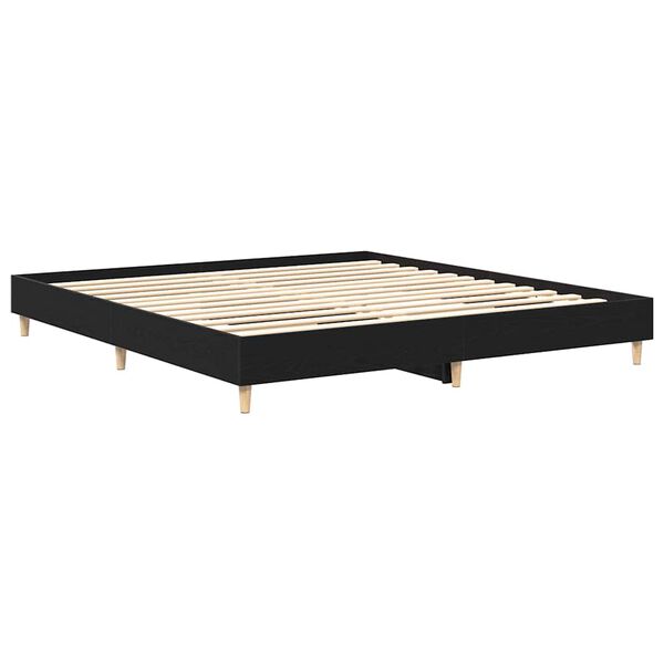 vidaXL Cadre de lit Ch&ecirc;ne noir 203 x 203 x 25 cm Bois d'ing&eacute;nierie