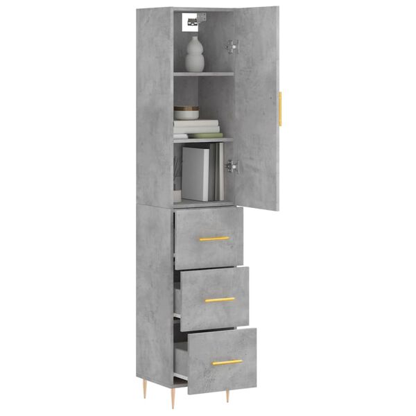 vidaXL Buffet haut Gris b&eacute;ton 34,5x34x180 cm Bois d'ing&eacute;nierie