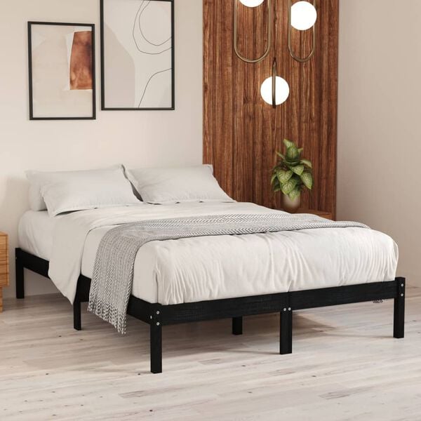 vidaXL Cadre de lit sans matelas noir 150x200 cm bois massif