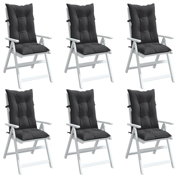 vidaXL Coussins de chaise &agrave; dossier haut lot de 6 anthracite m&eacute;lang&eacute;