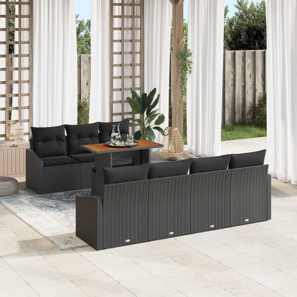 vidaXL Ensemble de salle &agrave; manger pour jardin 8 pcs Noir et Marron