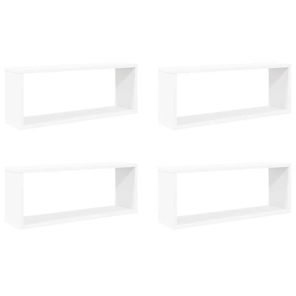 vidaXL &Eacute;tag&egrave;res murales cube 4 pcs Blanc 60x15x23 cm Bois d&rsquo;ing&eacute;nierie