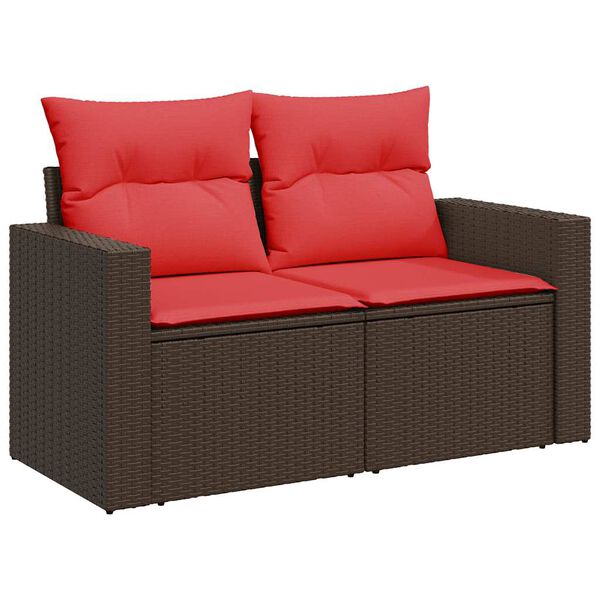 vidaXL Salon de jardin avec coussins 7pcs marron r&eacute;sine tress&eacute;e acacia