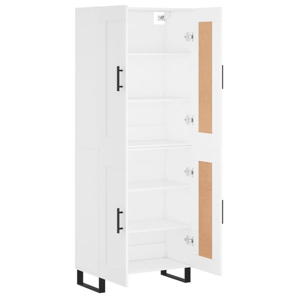 vidaXL Buffet haut Blanc 69,5x34x180 cm Bois d'ing&eacute;nierie
