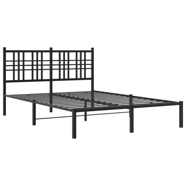 vidaXL Cadre de lit m&eacute;tal sans matelas avec t&ecirc;te de lit noir 140x200cm