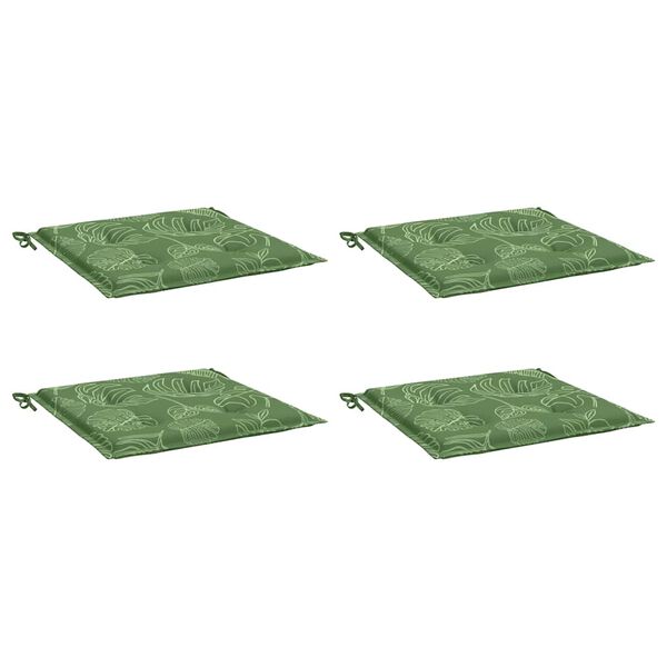 vidaXL Coussins de chaise lot de 4 motif de feuilles 40x40x4 cm tissu