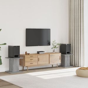 vidaXL Supports de haut-parleurs 2 pcs gris sonoma bois d'ing&eacute;nierie