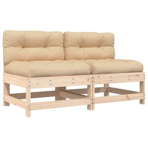 vidaXL Canap&eacute;s centraux avec coussins 2 pcs bois de pin massif