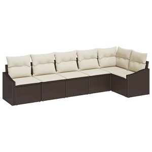 vidaXL Ensemble de canap&eacute; de jardin 6 pcs Marron et blanc polyrotin