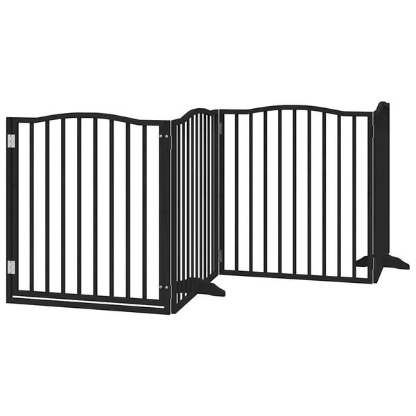 vidaXL Barri&egrave;re pour chien porte pliable 8 panneaux noir bois peuplier
