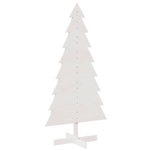 vidaXL Arbre de No&euml;l en bois pour d&eacute;coration blanc 150 cm pin massif