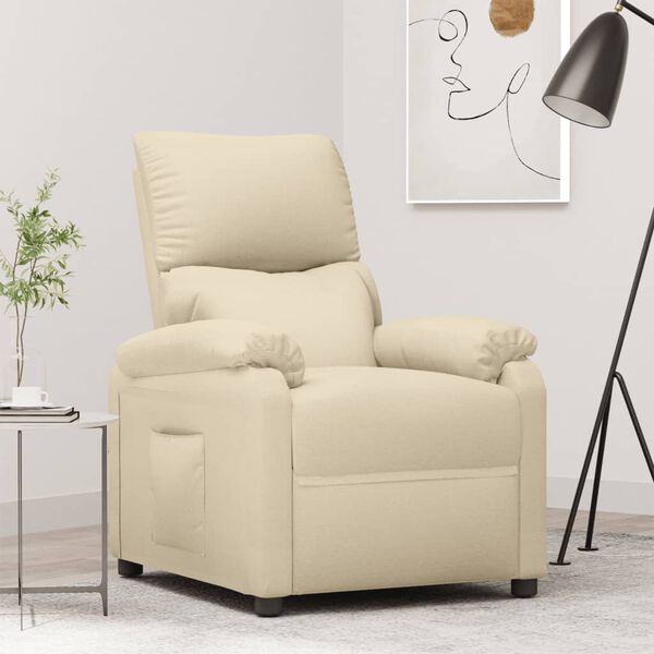 vidaXL Fauteuil inclinable Cr&egrave;me Tissu