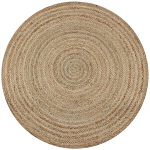 vidaXL Tapis Jute tress&eacute; 120 cm rond