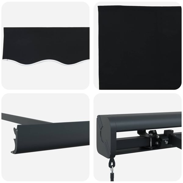 vidaXL Auvent R&eacute;tractable Noir 350 x 250 cm Tissu et M&eacute;tal