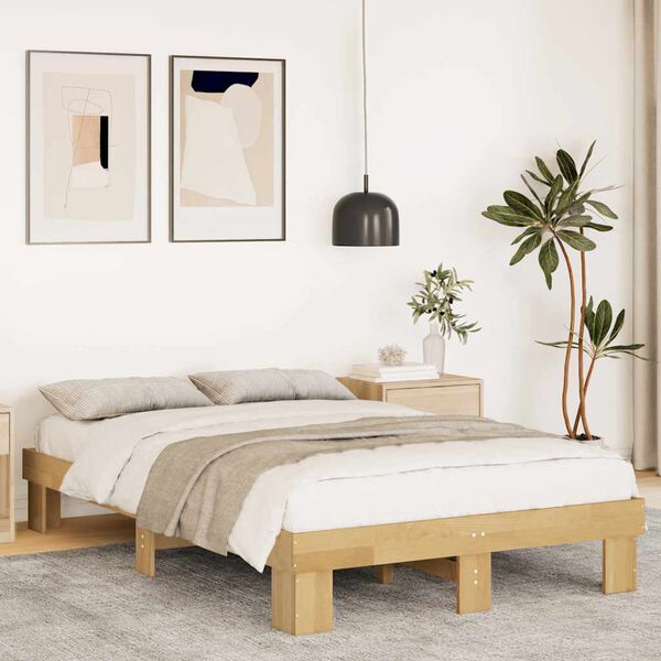 vidaXL Cadre de lit sans matelas 120x200 cm bois massif de chêne