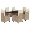 vidaXL Ensemble &agrave; manger de jardin et coussins 7 pcs beige poly rotin
