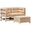 vidaXL Salon de jardin 3 pcs avec coussins Bois de pin massif