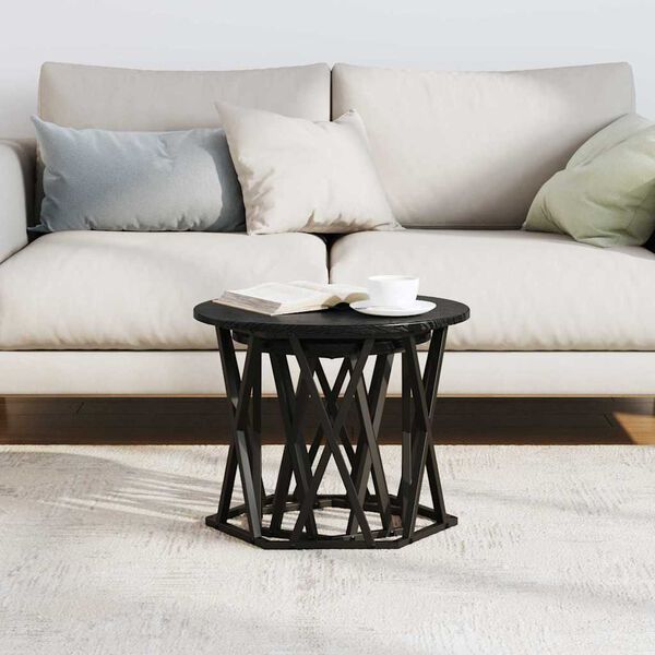 vidaXL Table d'appoint 2 pcs Chêne noir Bois d'ingénierie et acier