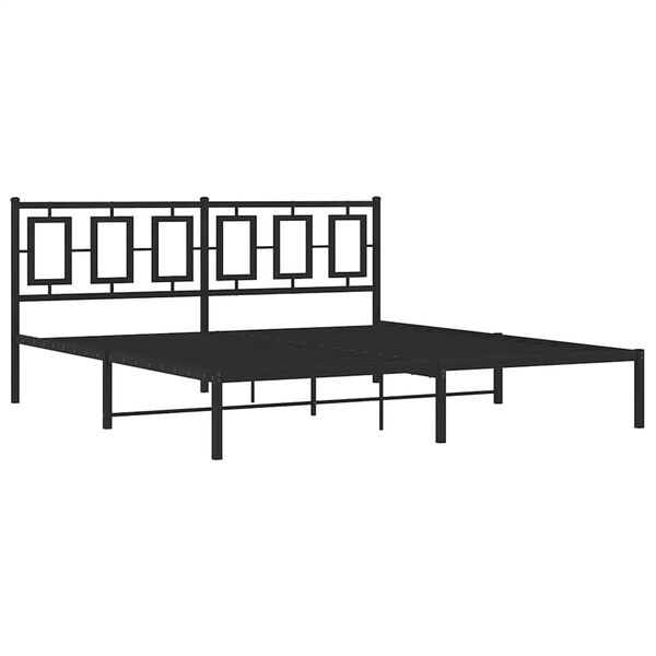 vidaXL Cadre de lit m&eacute;tal sans matelas avec t&ecirc;te de lit noir 183x213cm