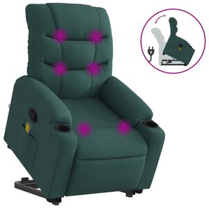 vidaXL Fauteuil inclinable de massage Vert fonc&eacute; Tissu