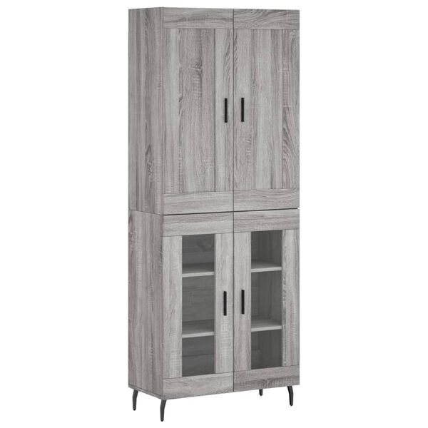 vidaXL Buffet haut Sonoma gris 69,5x34x180 cm Bois d'ing&eacute;nierie