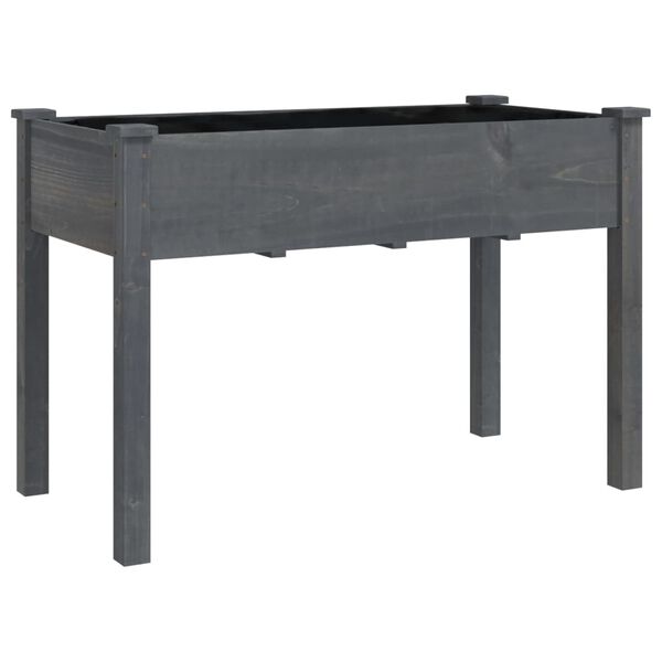 vidaXL Jardini&egrave;re sur roues avec doublure gris 118x59x80 cm bois sapin