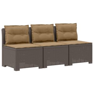 vidaXL Canap&eacute; de jardin 3 places avec coussins look rattan PP