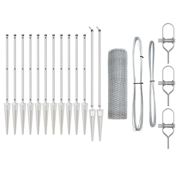 vidaXL Poteau de cl&ocirc;ture. Argent&eacute; 25 x 0,5 m (maille de 13 mm) Acier