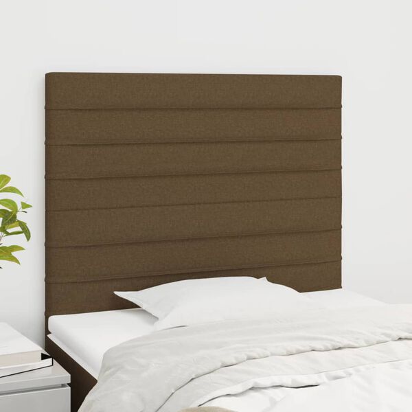 vidaXL T&ecirc;te de lit Marron fonc&eacute; 90x5x118/128 cm Tissu