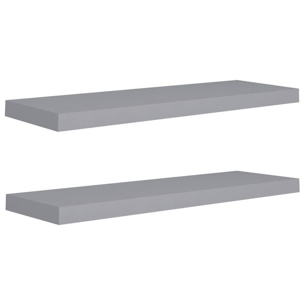 vidaXL &Eacute;tag&egrave;res murales flottantes 2 pcs gris 80x23,5x3,8 cm MDF