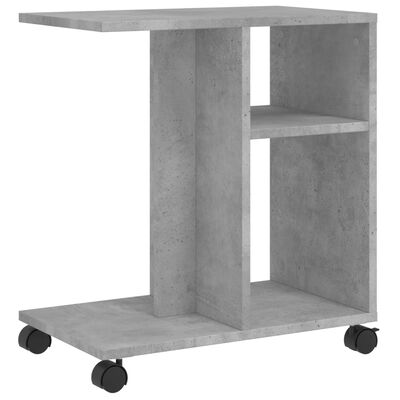 vidaXL Table d'appoint avec roues gris béton bois d'ingénierie