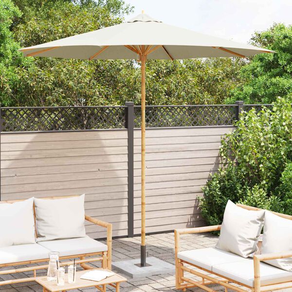 vidaXL Parasol de jardin Blanc cr&egrave;me &Oslash; 270 x 260 cm Bambou
