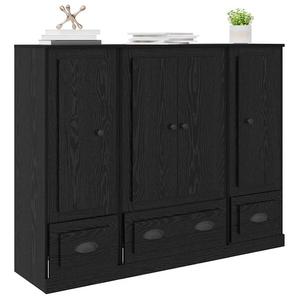 vidaXL Haut Armoire avec tiroir 3 pcs Ch&ecirc;ne noir Bois d'ing&eacute;nierie