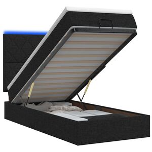 vidaXL Lit coffre avec matelas et LED Noir 80 x 200 cm Tissu