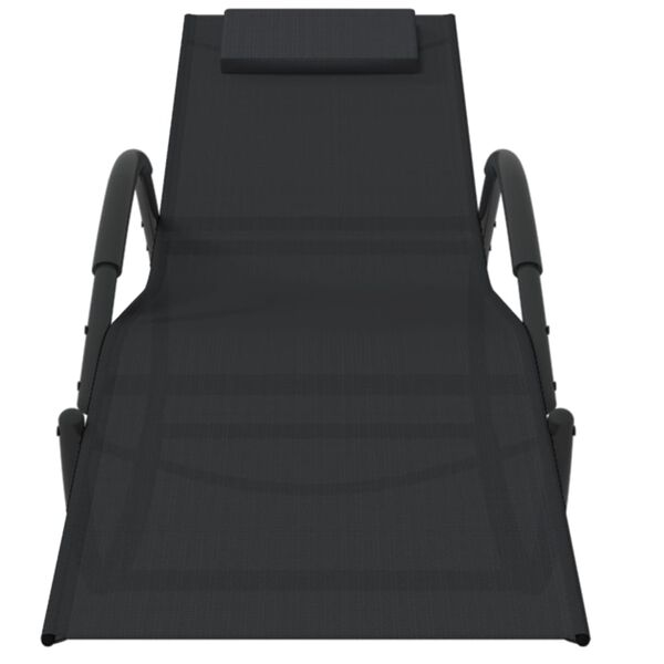 vidaXL Chaises longues à bascule 2 pcs Noir Acier et textilène