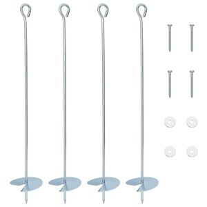 vidaXL Ancre de terre 4 pcs Argent&eacute; &Oslash;10 x 60 cm M&eacute;tal galvanis&eacute;