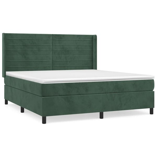 vidaXL Sommier &agrave; lattes de lit et matelas Vert fonc&eacute; 180x200cm Velours
