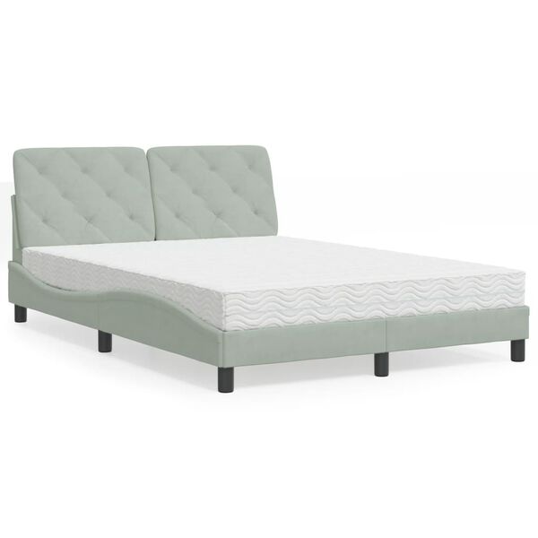 vidaXL Lit avec matelas gris clair 140x190 cm velours