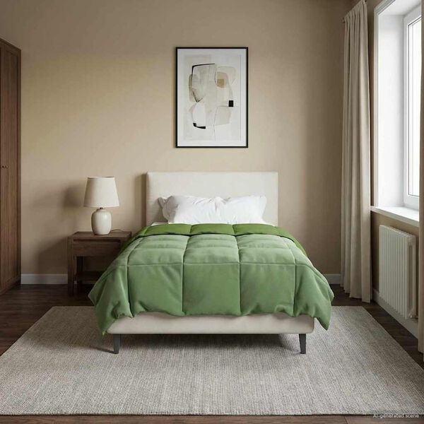 vidaXL Duvet complet toute l'ann&eacute;e Vert 155 x 200 cm Microfibre